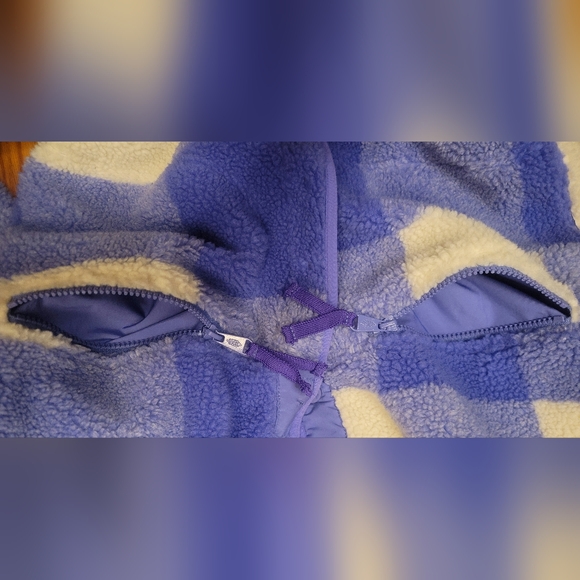 FP Movement Hit The Slopes Printed Fleece Jacket XS Blue Iris Gingham Combo Flaw - Picture 11 of 16